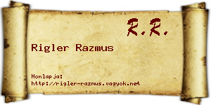 Rigler Razmus névjegykártya